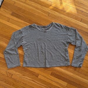 J.Crew Black & White Striped Linen Tee
